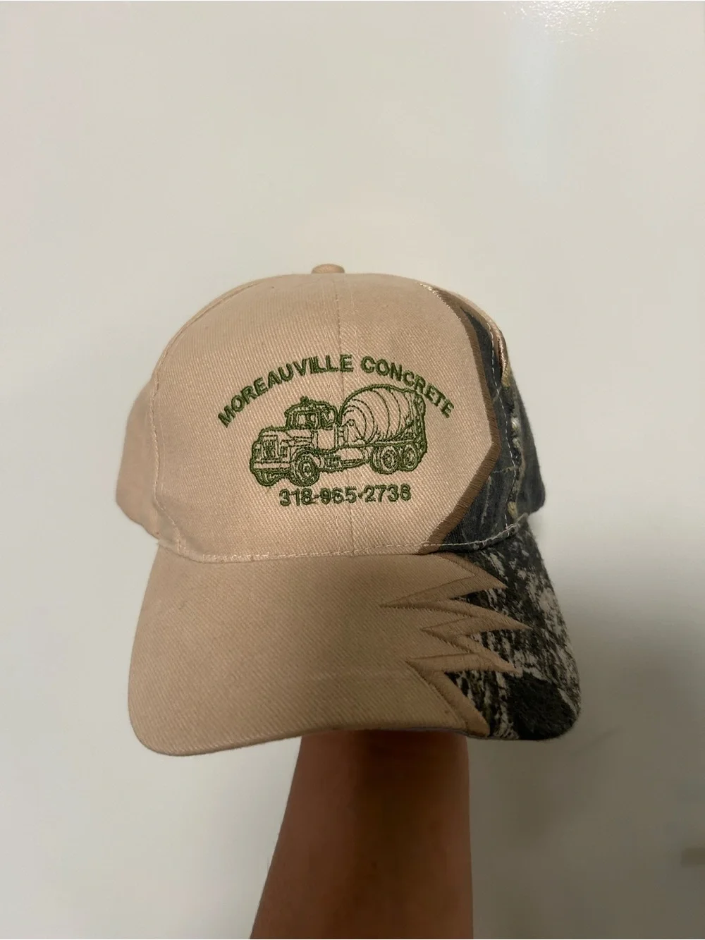 VTG 90s Moreauville Concrete Camo Teeth Overlay Hat Strapback super rare